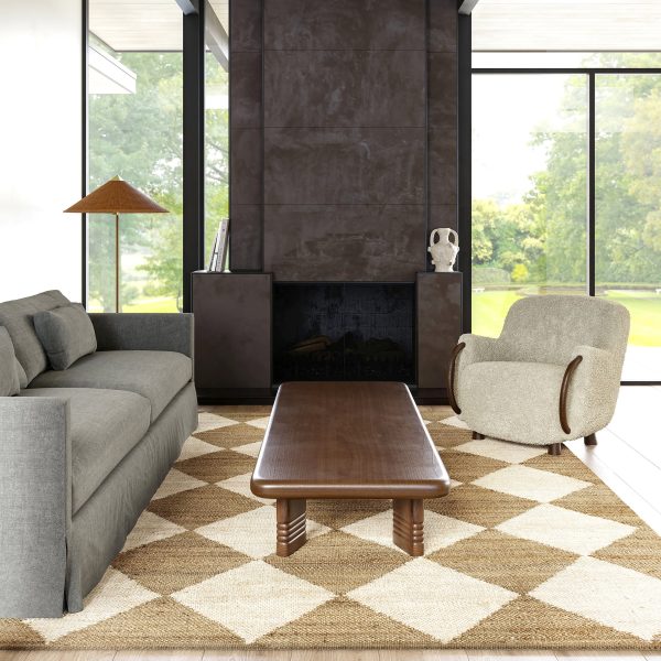 Louie Diamond Checkerboard Jute Rug | Natural Online now