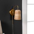 16-inch Rattan Plug-In Wall Sconce | Brass Online