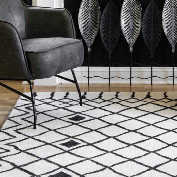 Wavy Diamond Lattice Rug | Grey on Sale