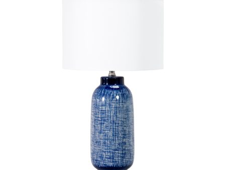 26-inch Etched Ceramic Table Lamp | Blue Online