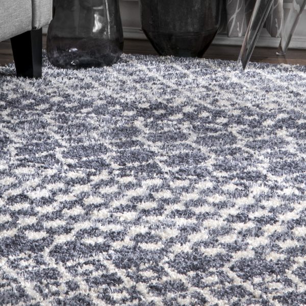 Moroccan Trellis Soft Shag Rug | Grey Online Sale