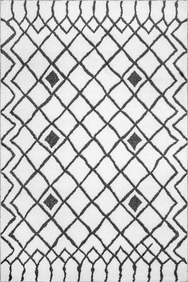 Wavy Diamond Lattice Rug | Grey on Sale