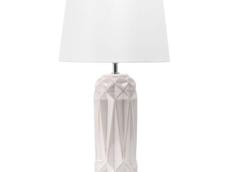 25-inch Ribbed Ceramic Table Lamp | Antique White For Sale