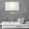 25-inch Helena Crystal Ionic Column Table Lamp | Clear Fashion