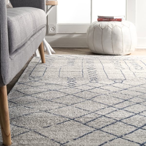 Flannery Modern Trellis Rug | Grey Discount