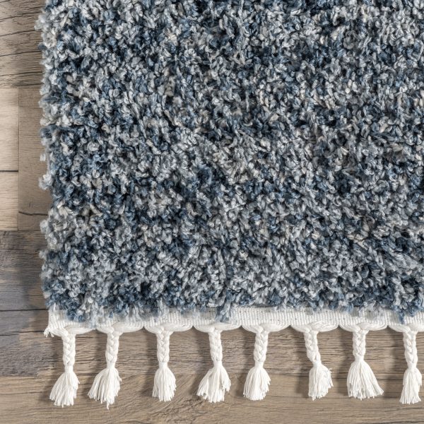 Shaded Shag With Tassels Rug | Blue Hot on Sale