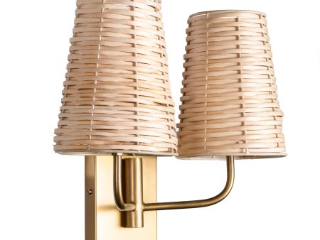 13-inch Rattan Double Wall Sconce | Brass Cheap