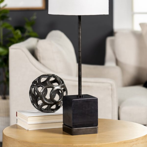 25-inch Marble Cube Table Lamp | Black Cheap