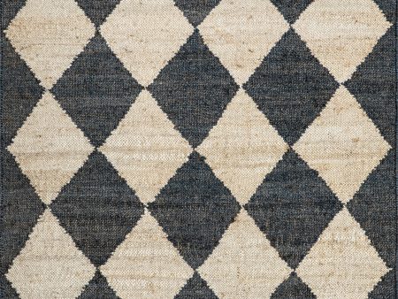 Louie Diamond Checkerboard Jute Rug | Charcoal Online