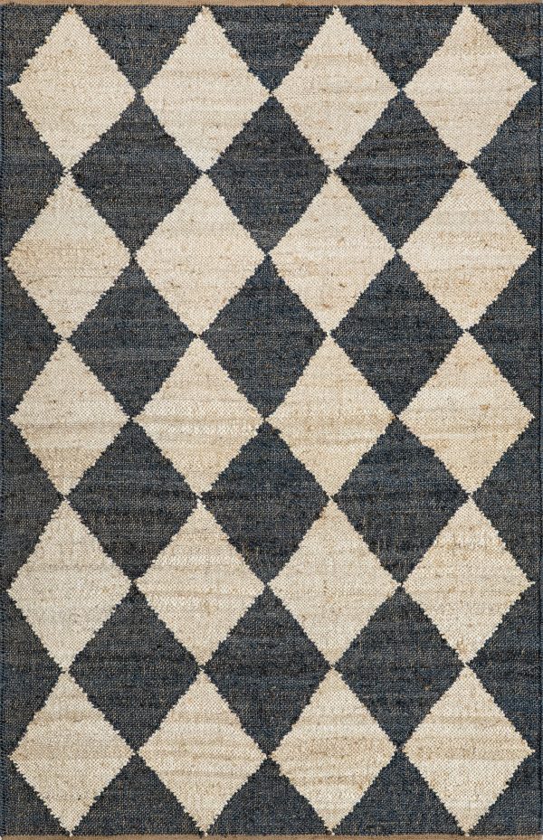 Louie Diamond Checkerboard Jute Rug | Charcoal Online