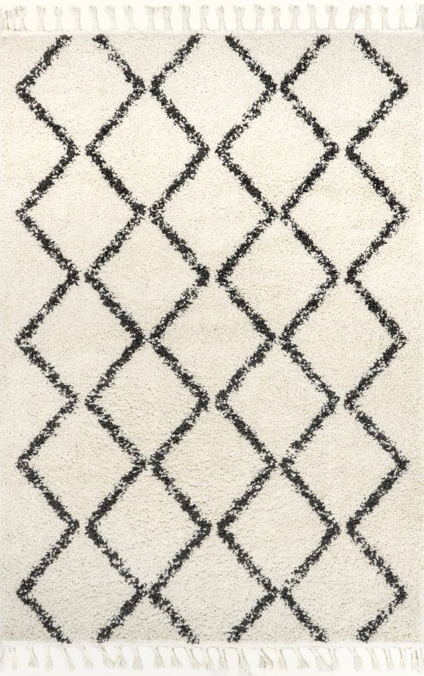 Simple Trellis With Braided Tassels Rug | Off White Fashion