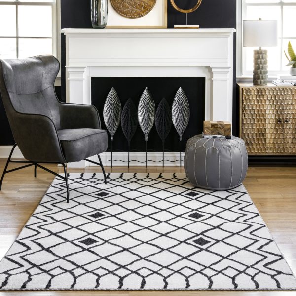 Wavy Diamond Lattice Rug | Grey on Sale