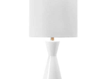 27-inch Glazed Glass Hourglass Table Lamp | White Discount