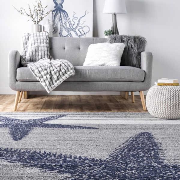 Iliana Striped Starfish Rug | Grey Online now