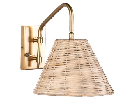 13-inch Swinging Rattan Wall Sconce | Brass Supply