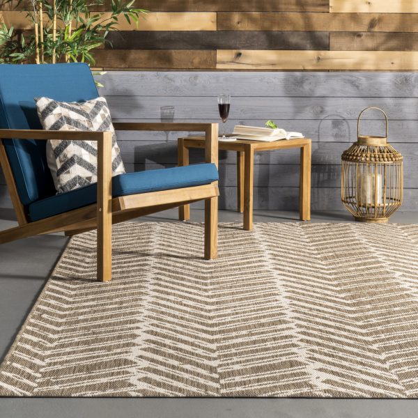 Herringbone Indoor Outdoor Rug | Brown Online now