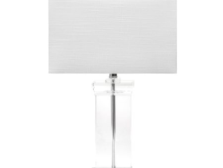 25-inch Helena Crystal Ionic Column Table Lamp | Clear Fashion