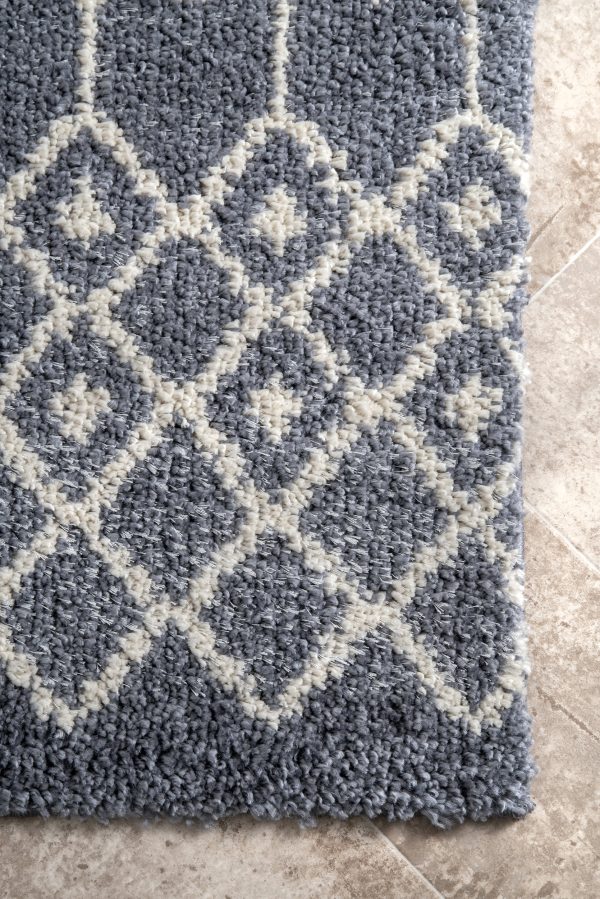 Moroccan Trellis Soft Shag Rug | Grey Online Sale