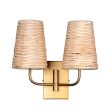 13-inch Rattan Double Wall Sconce | Brass Cheap