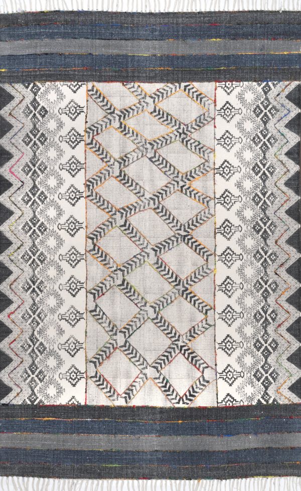 Teri Cotton Geometric Rug | Grey Supply