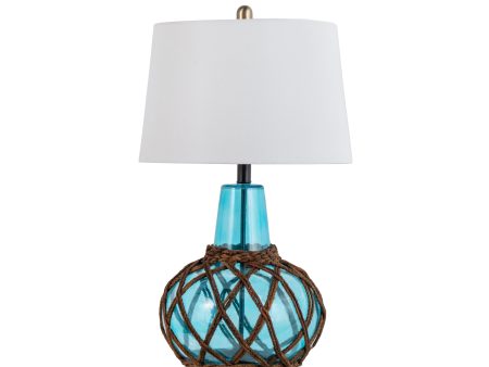 29-inch Woven Rattan Glass Gourd Table Lamp | Blue Cheap