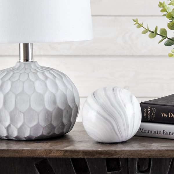 15-inch Recessed Cement Globe Table Lamp | Light Grey Online