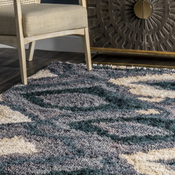 Abstract Iris Shag with Tassel Rug | Blue Fashion