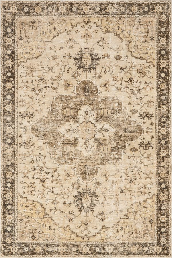 Amaryllis Medallion Washable Rug | Brown Sale