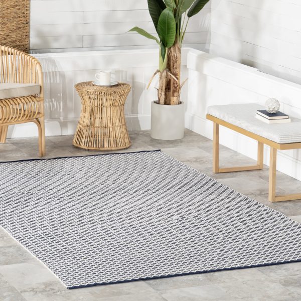 Trellis Handwoven Indoor Outdoor Rug | Navy Cheap