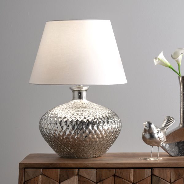 19-inch Depressed Glass Diamond Vase Table Lamp | Silver Online Hot Sale