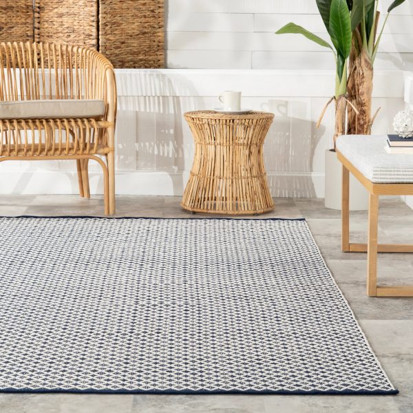 Trellis Handwoven Indoor Outdoor Rug | Navy Cheap