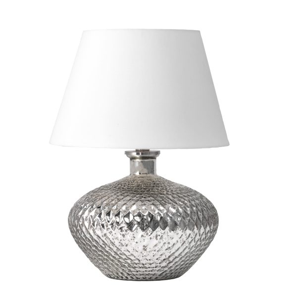 19-inch Depressed Glass Diamond Vase Table Lamp | Silver Online Hot Sale