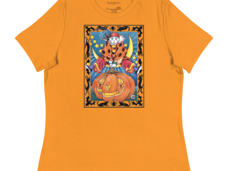 Clown Jumping Over Pumpkin Women s T-Shirt For Sale