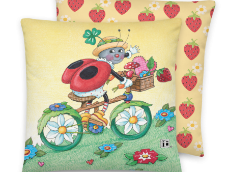 Ladybug Bike Ride Pillow Online now