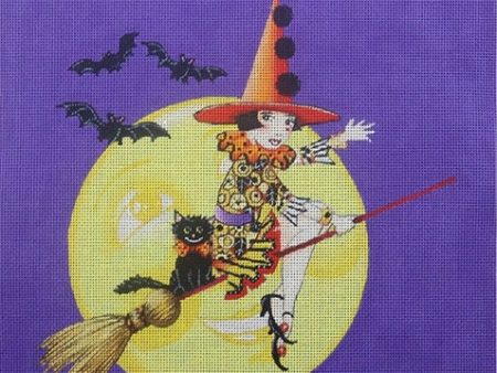 Needlepoint Canvas: A Good Witch w  Background Supply