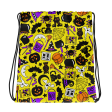 Yellow Halloween Icons Drawstring Bag Hot on Sale