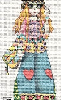 Needlepoint Canvas: Hippie Girl Head to Toe Online Sale