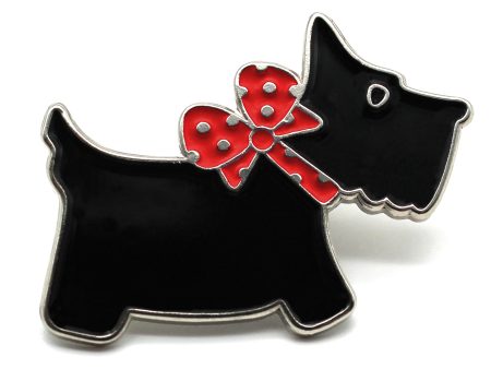 Scottie Dog Red Bow Enamel Art Pin Online