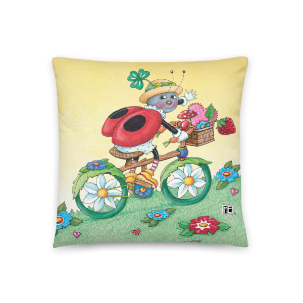 Ladybug Bike Ride Pillow Online now