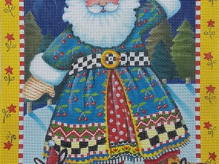 Needlepoint Canvas: Cherry Santa w  Background Online Hot Sale