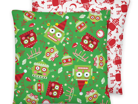 Green Holiday Robots Pillow Discount