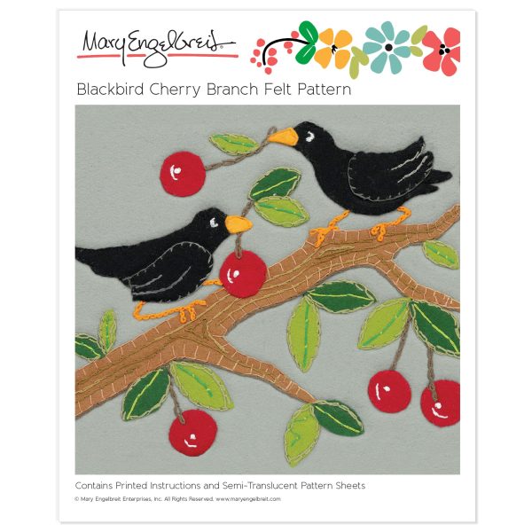 Blackbird Cherry Branch Felt Pattern Hot on Sale